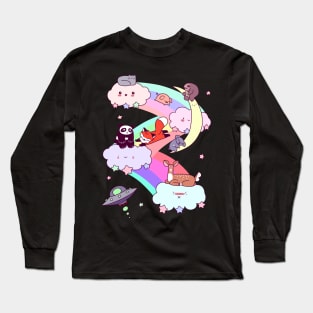 Rainbow Clouds and Animals Long Sleeve T-Shirt